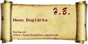 Hess Boglárka névjegykártya